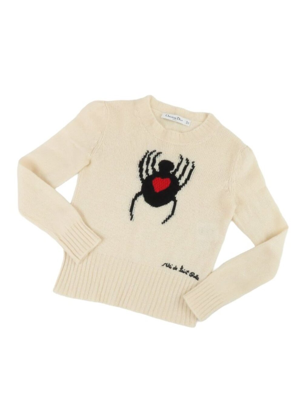 Dior Knit Ivory Cashmere Spider Long Sleeve Top Sweater 34